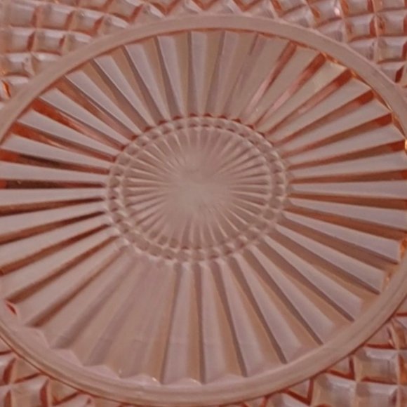 1930s Anchor Hocking Waterford Waffle Pattern Pink Depression Glass Platter - Picture 6 of 9